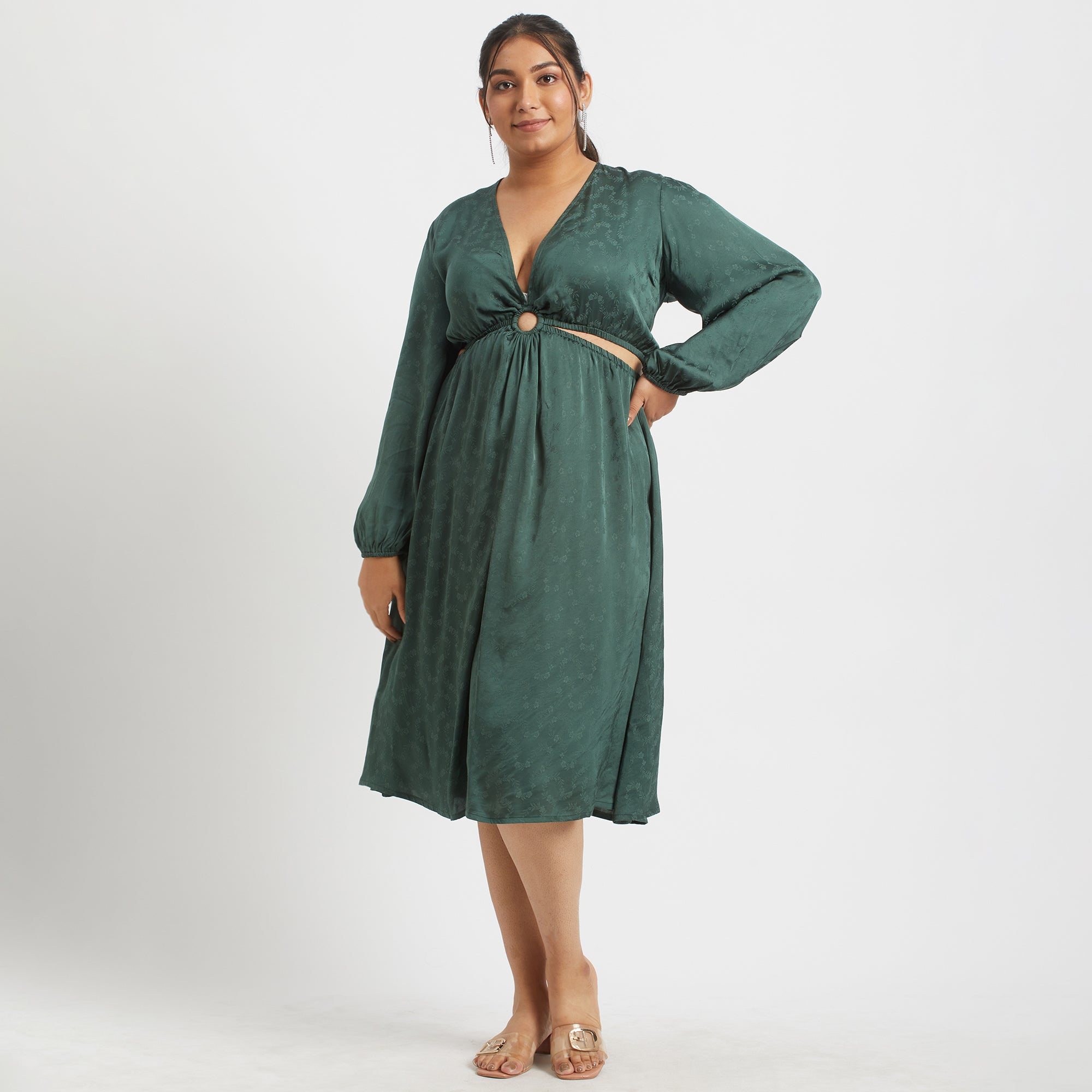 Cutout Jacquard Dress For Plus Size Women