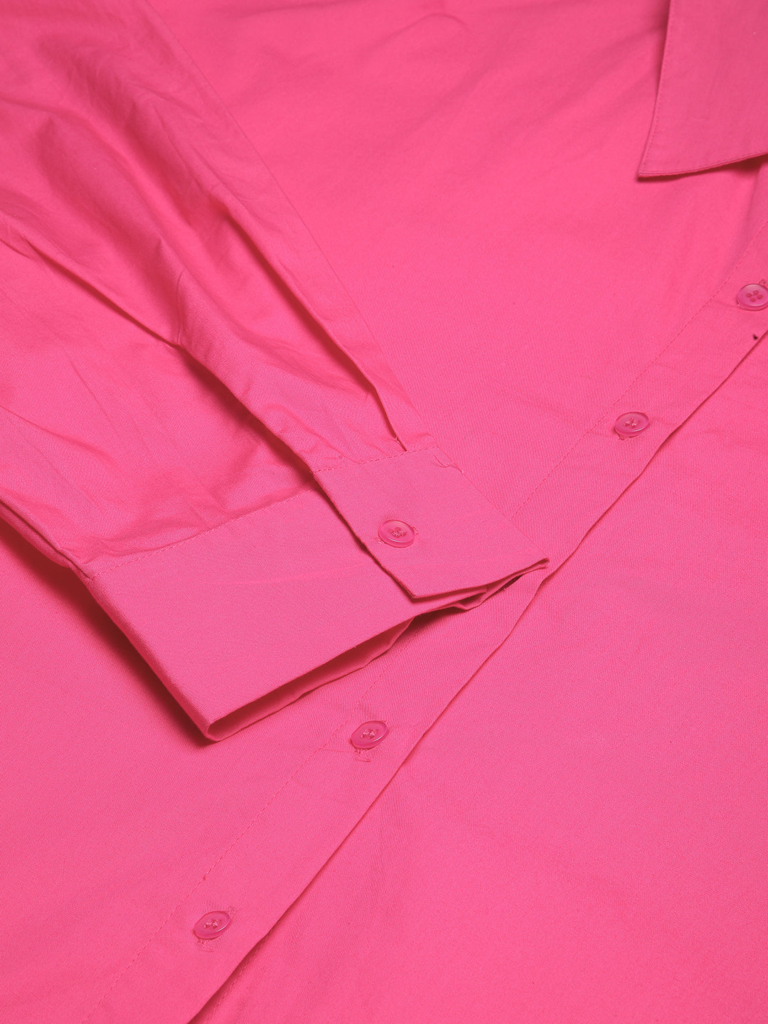 Hot Pink Shirt Dress For Plus Size Women