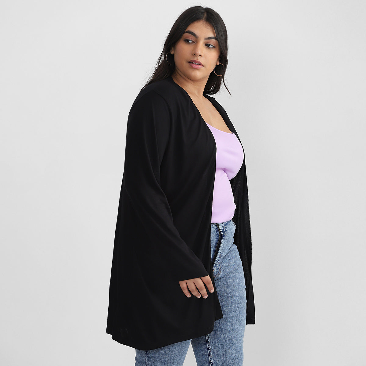 Simple Black Shrug For Plus Size