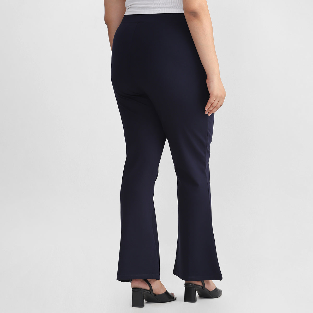 Order Navy Blue Flare Pants Work Clothes For Women CALAE