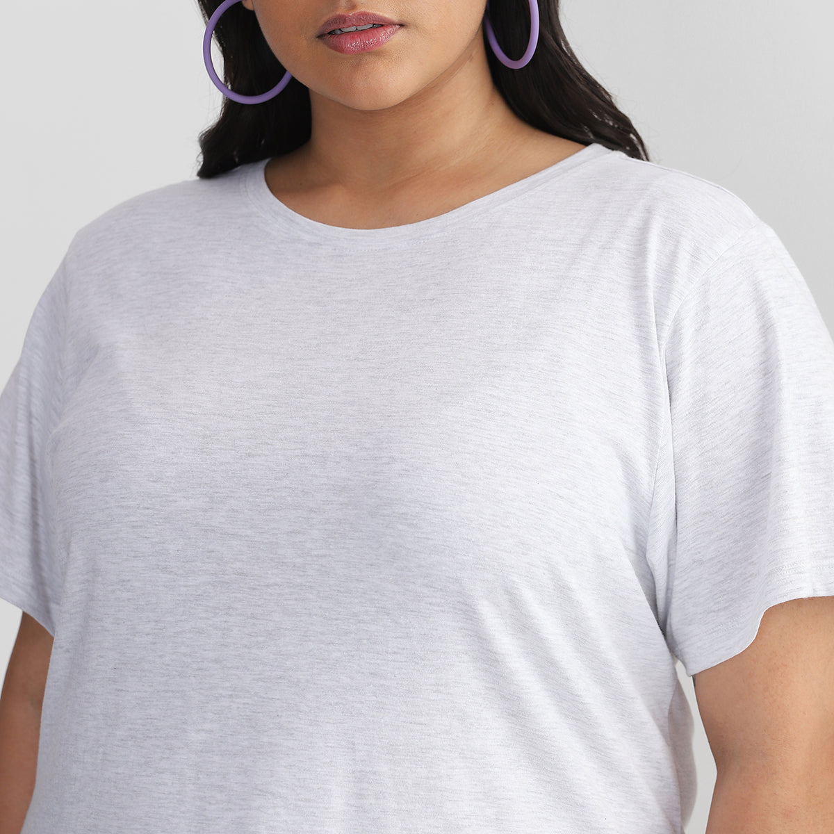 Plus Size Basic Melange white T-shirt