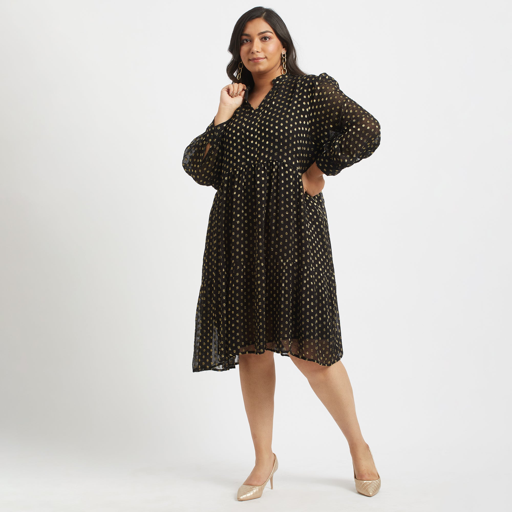 Tiered Lurex Dress For Plus Size Women