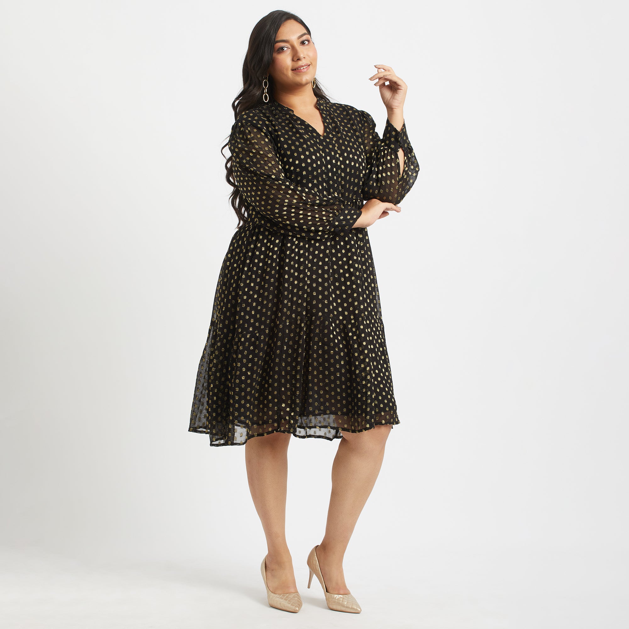 Tiered Lurex Dress For Plus Size Women