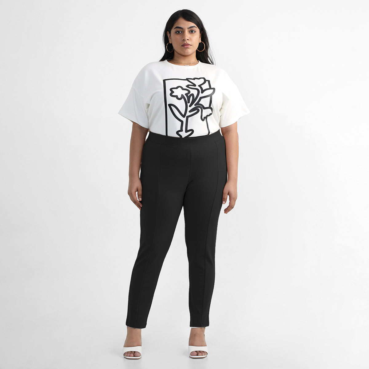 Black Plus Size 4-way Stretch Leggings by Calae Sizes Available