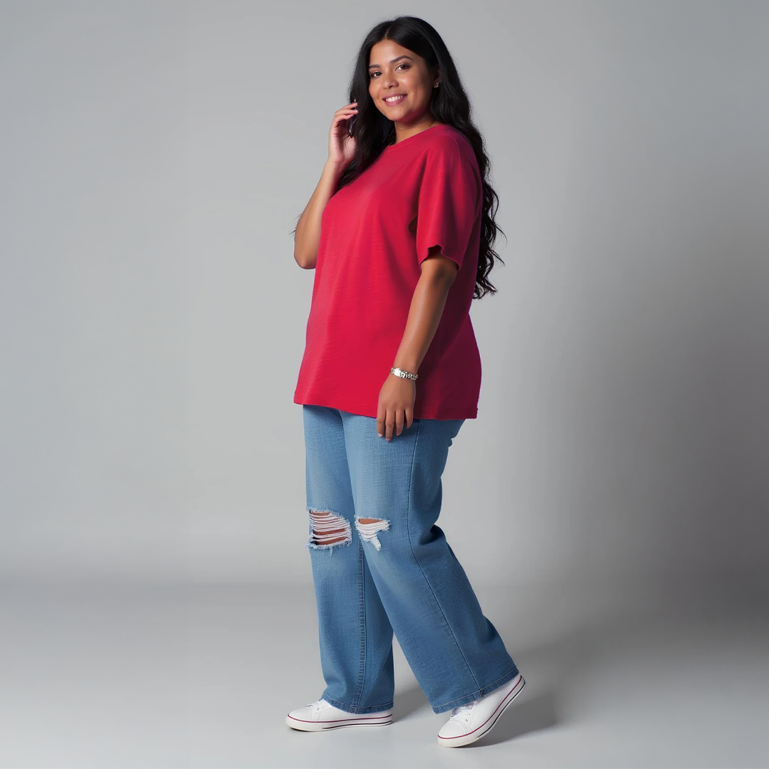 Plus-Size Red Solid T-Shirt by CALAE | Sizes Available L to 7XL