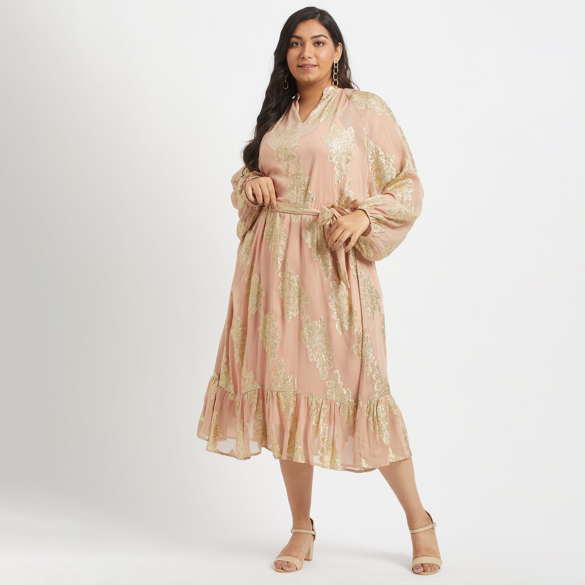 Rose Radiance Tiered Dress For Plus Size Women