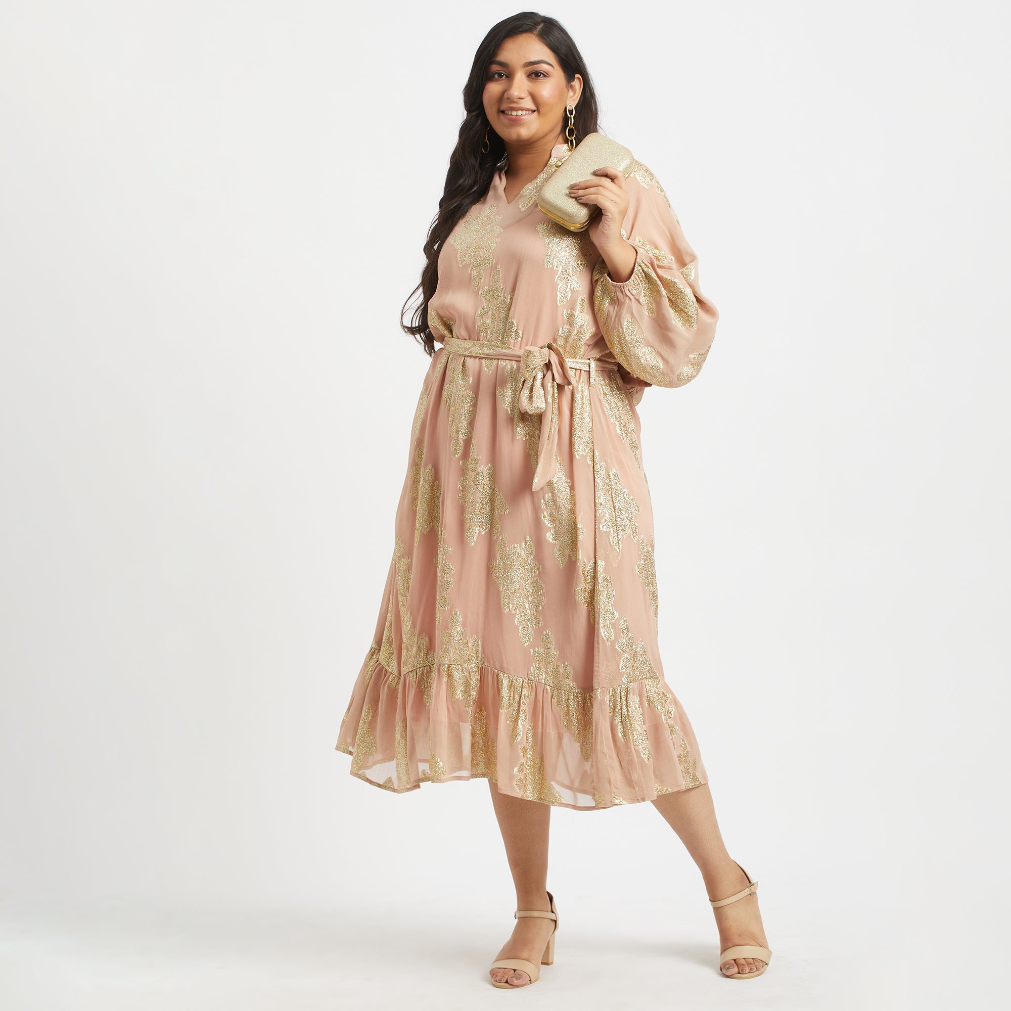 Rose Radiance Tiered Dress For Plus Size Women