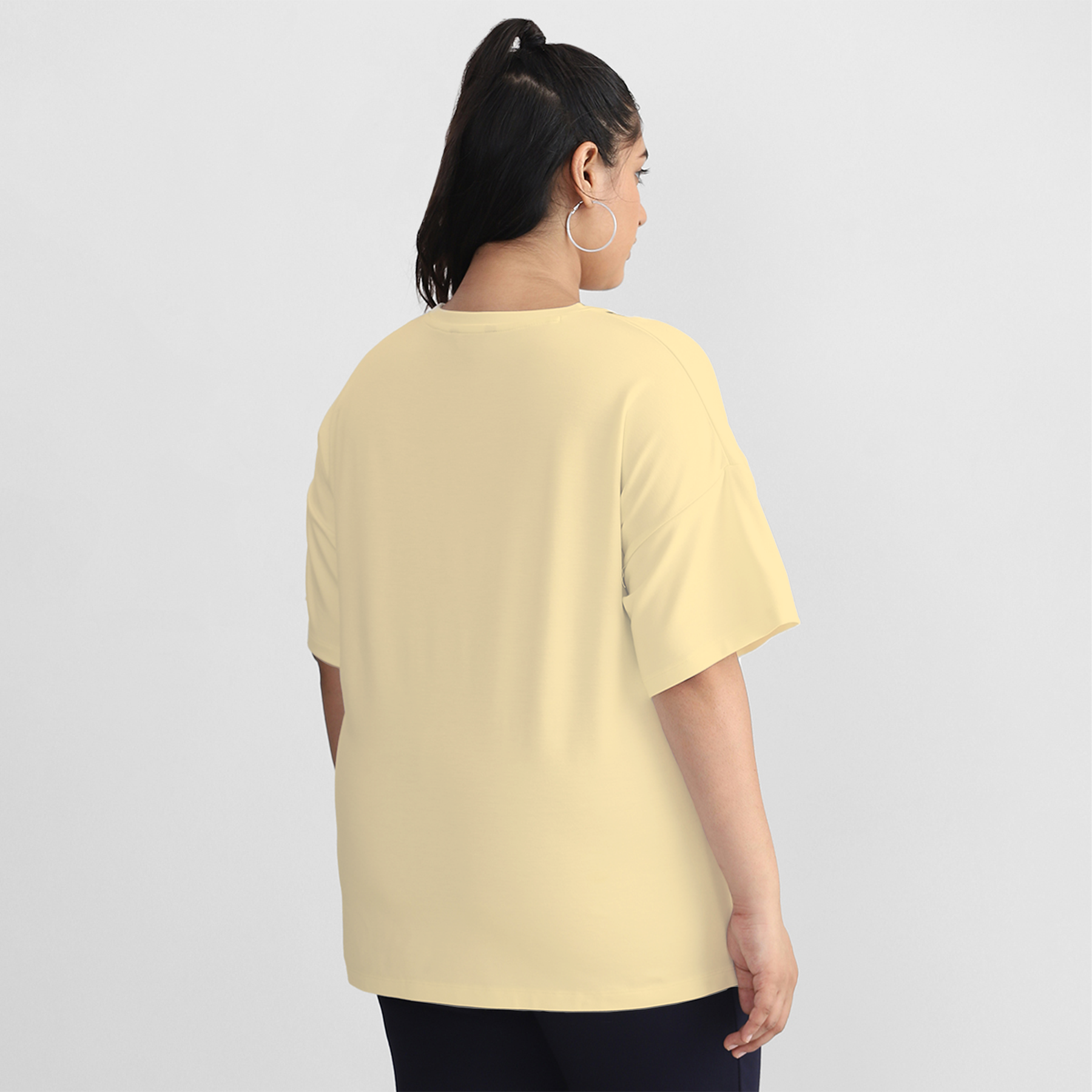 Plus Size Yellow Watermelon Embroidered Cotton Tee