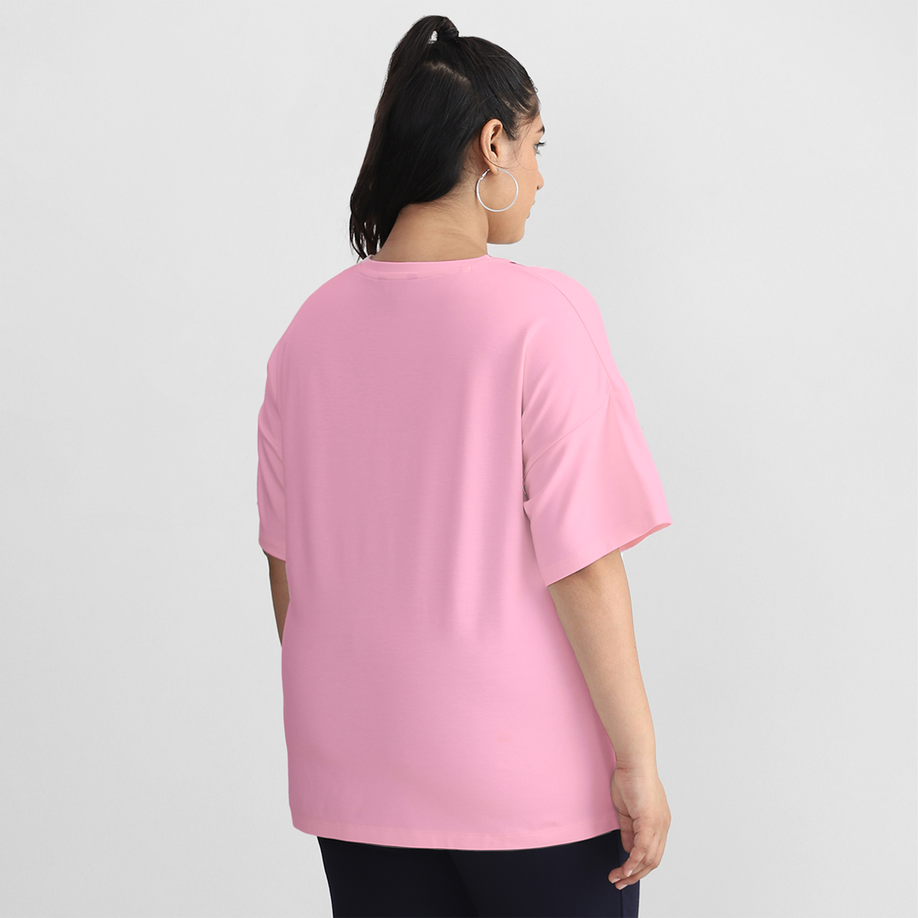 Plus Size Pink Pomegranate Embroidered Cotton Tee