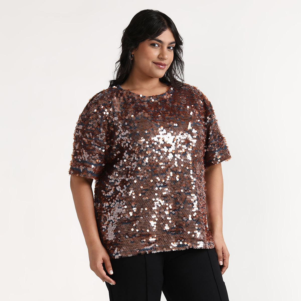 Plus Size – Rose Gold – Sequin Top – by CALAE | Sizes Available L to 7XL