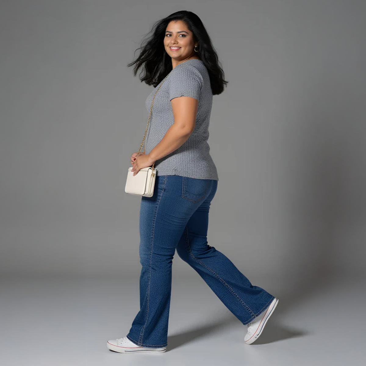 Plus-Size Light Grey Ribbed Tee by CALAE | Sizes Available L to 5XL