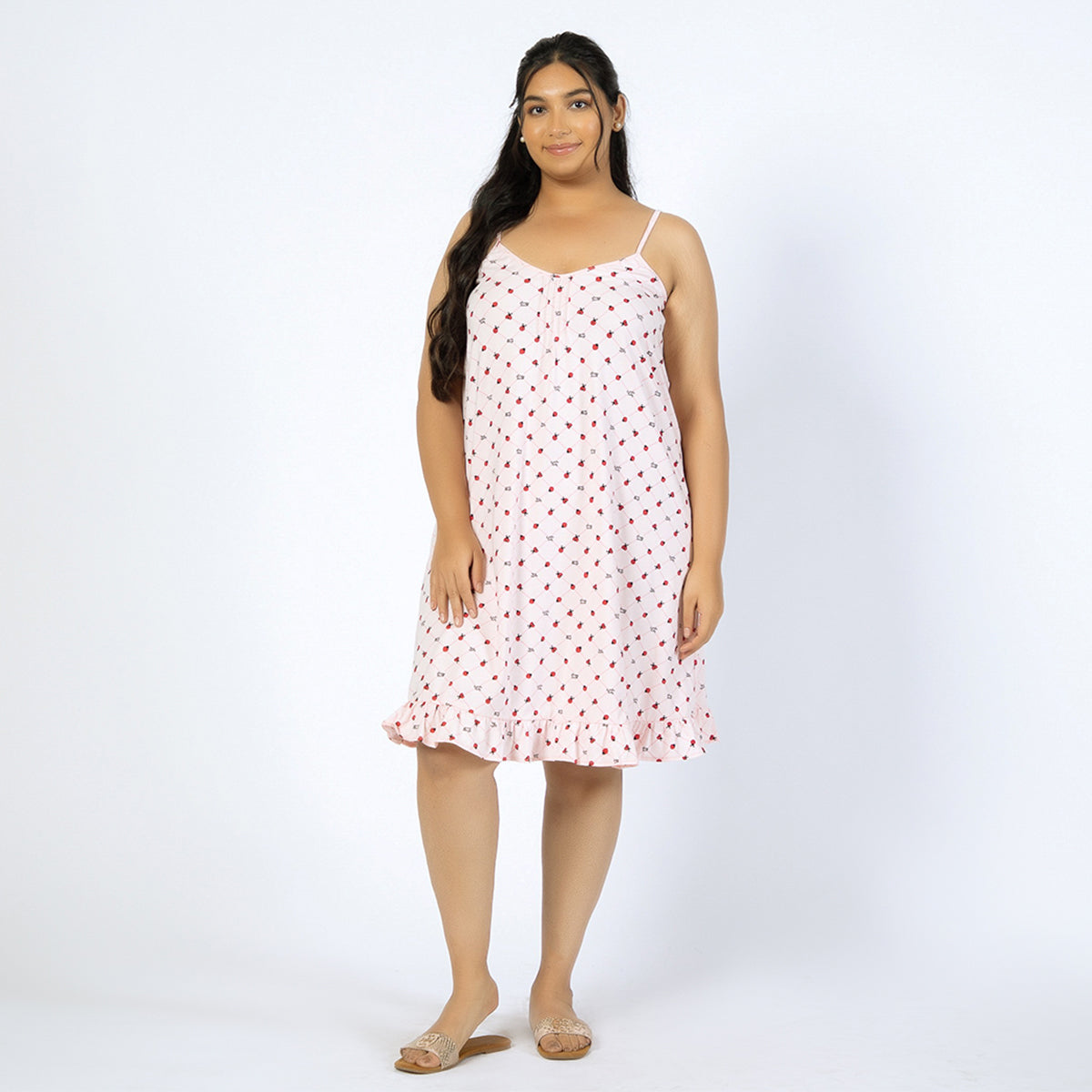 Light Pink Cotton Jersey Plus Size Slip Dress Product Image 1