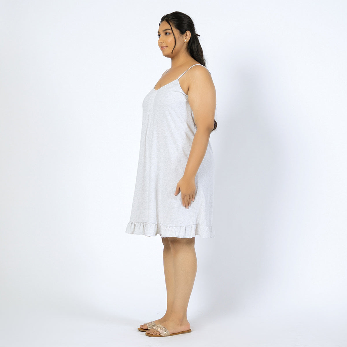 Grey Cotton Jersey Plus Size Slip Dress Product Image 2