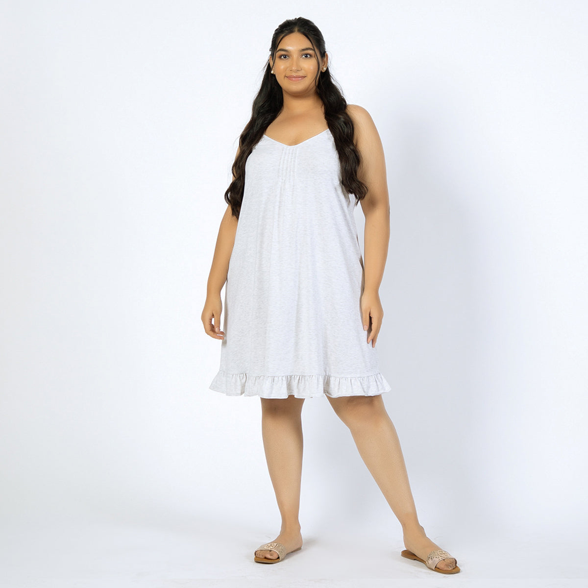 Grey Cotton Jersey Plus Size Slip Dress Product Image 1