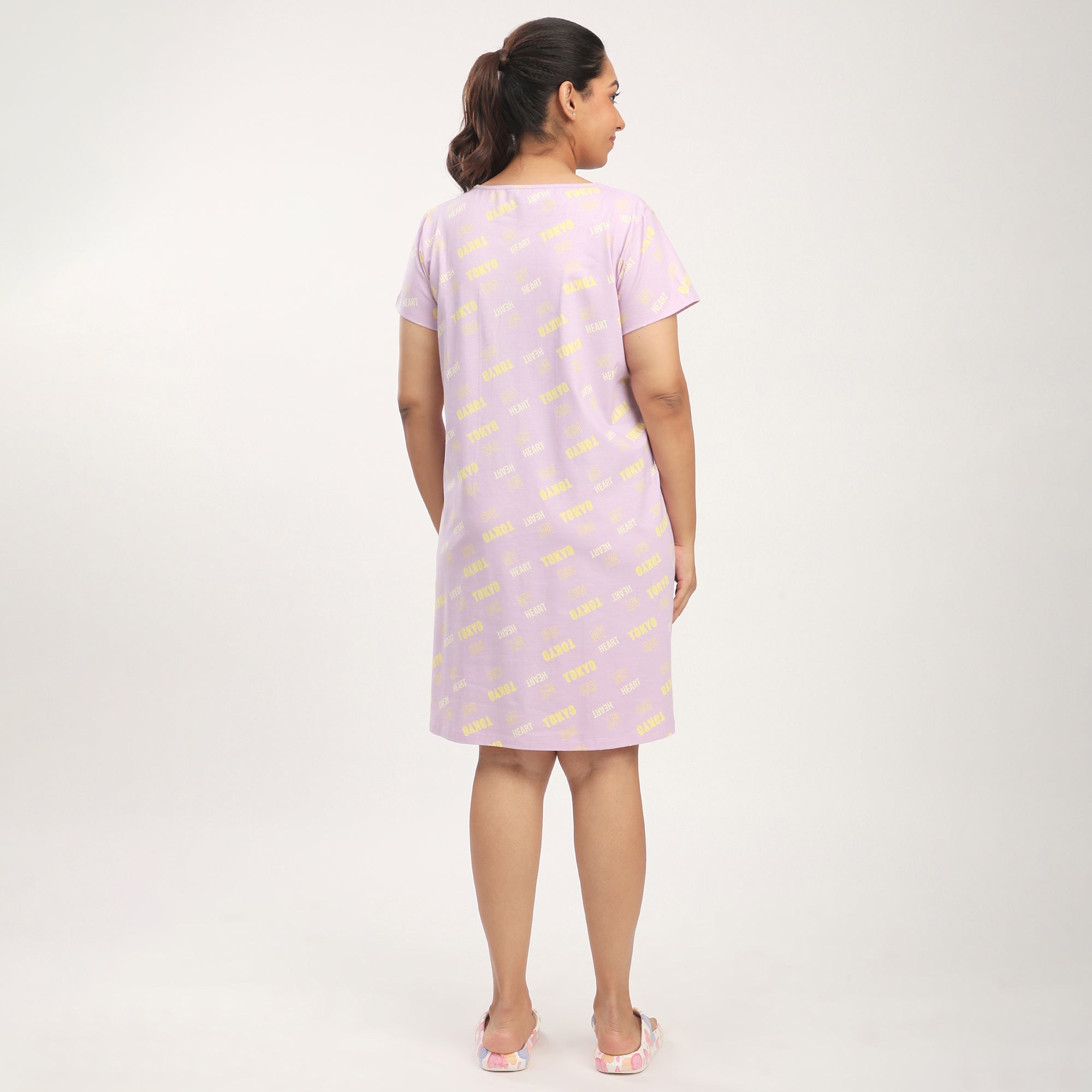 Plus Size Lilac Cotton Blend Jersey Sleep Tee – T-Shirt Dress