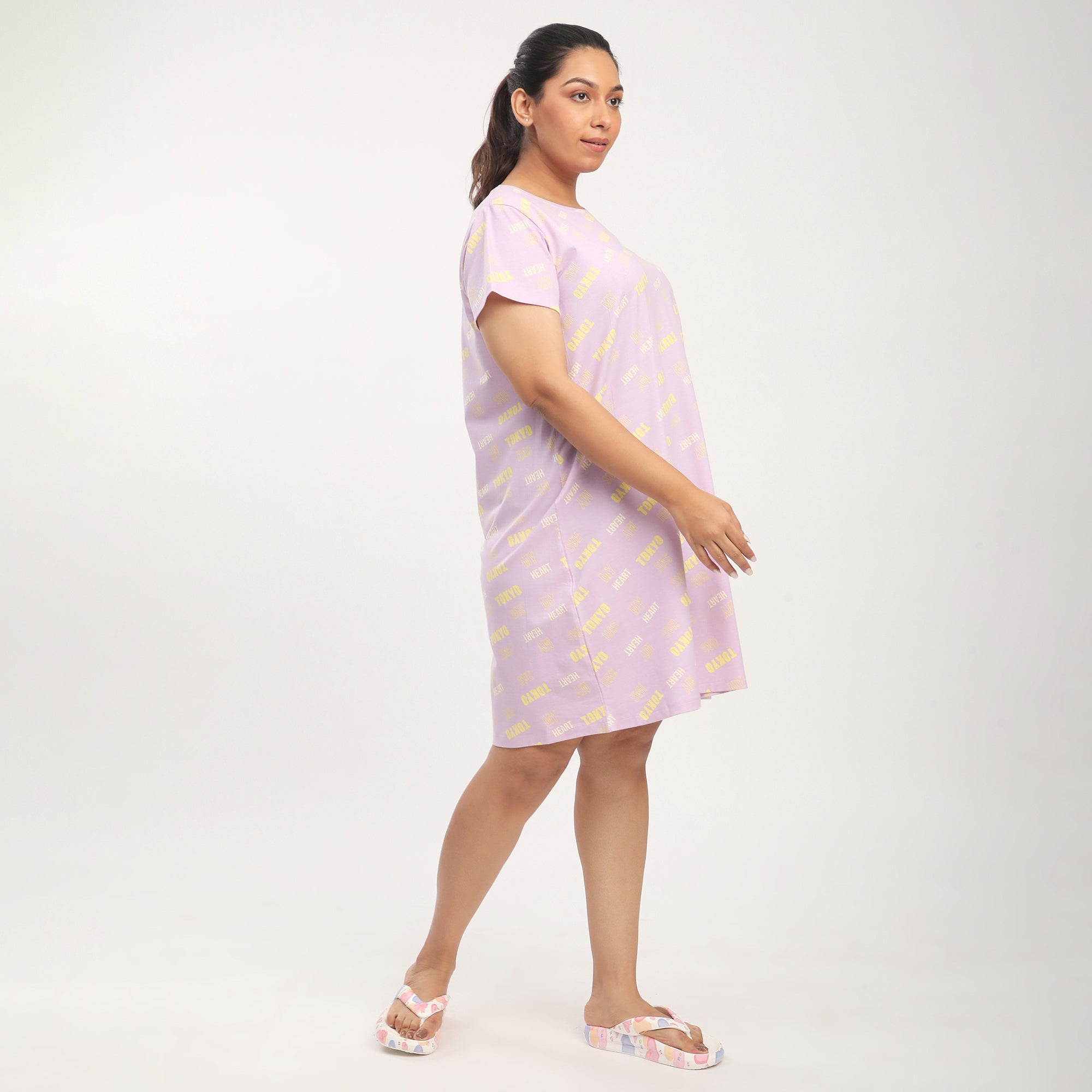Plus Size Lilac Cotton Blend Jersey Sleep Tee – T-Shirt Dress
