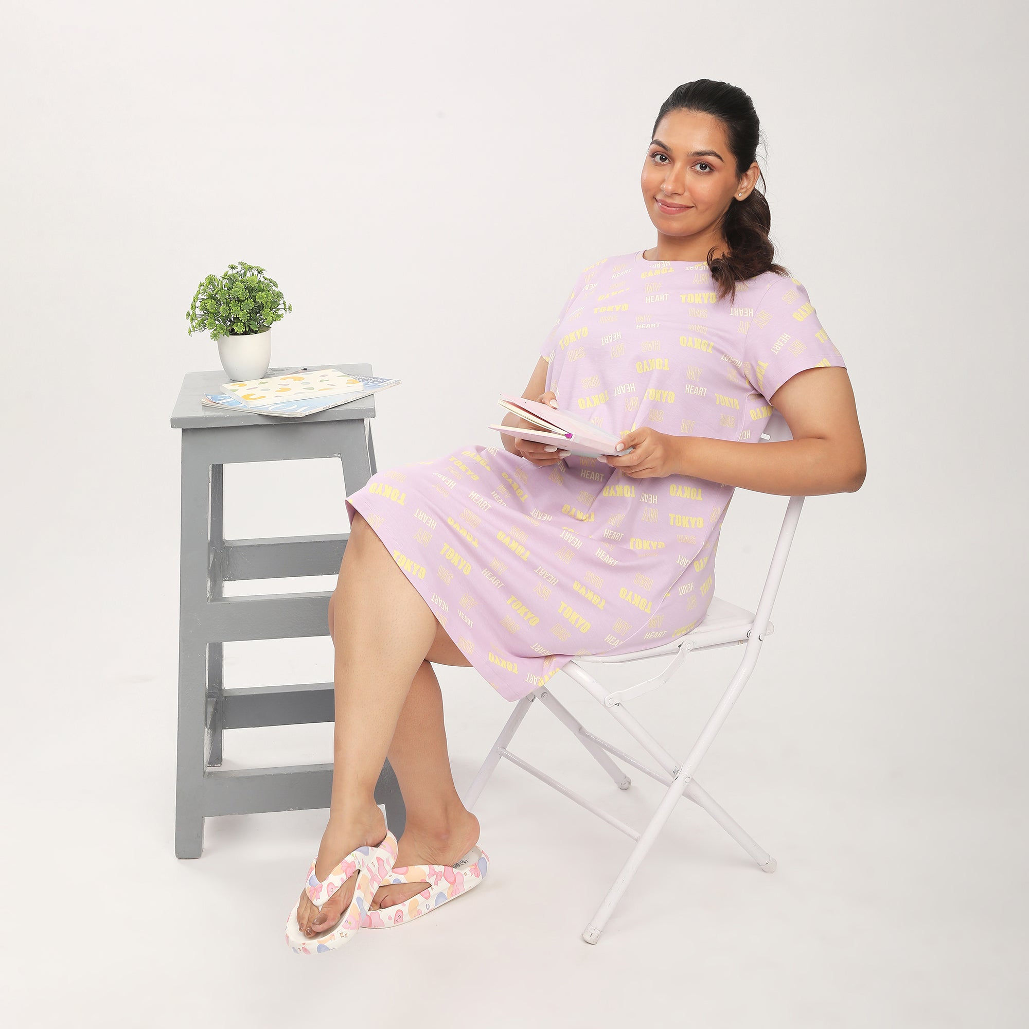 Plus Size Lilac Cotton Blend Jersey Sleep Tee – T-Shirt Dress