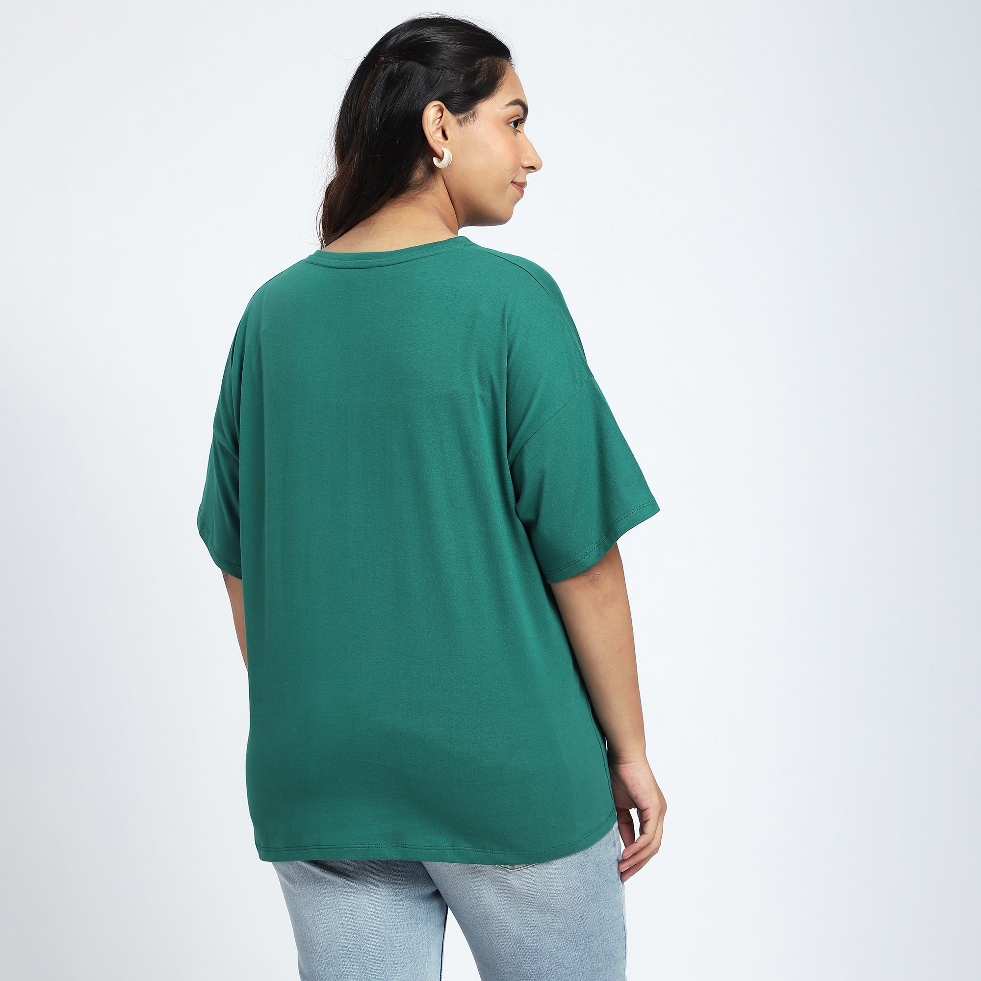 Plus Size Green ‘Slay Everyday’ Chest Print T-Shirt