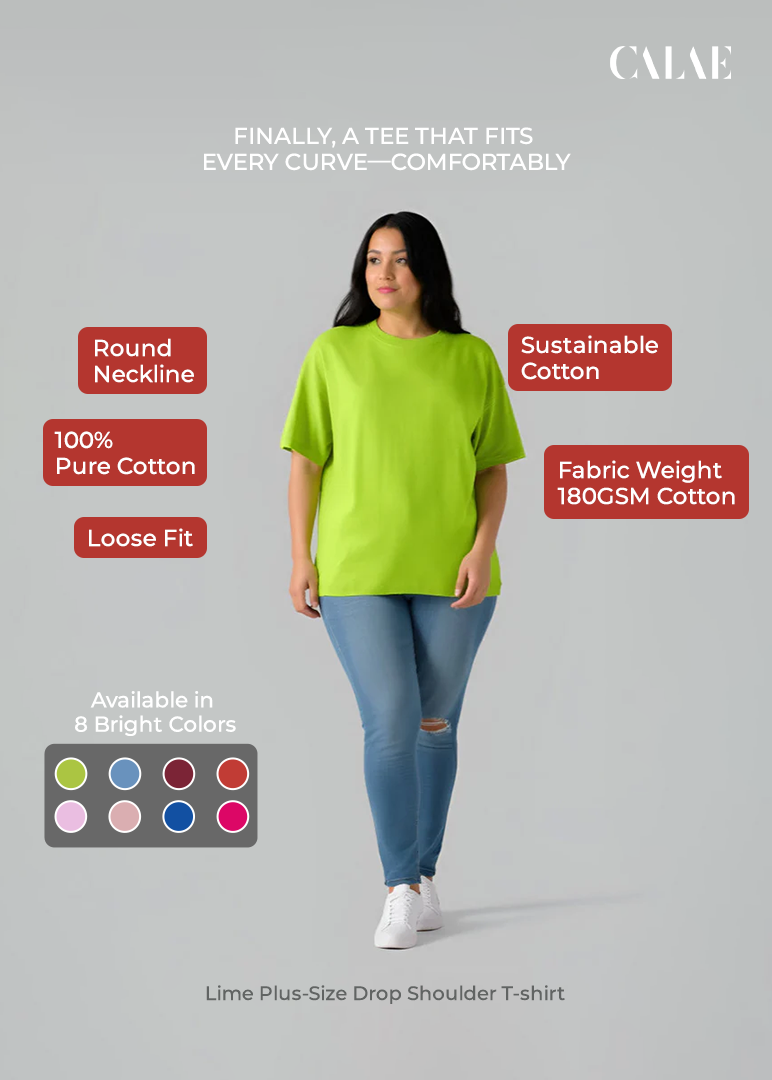 Lime Plus-Size Drop Shoulder T-shirt