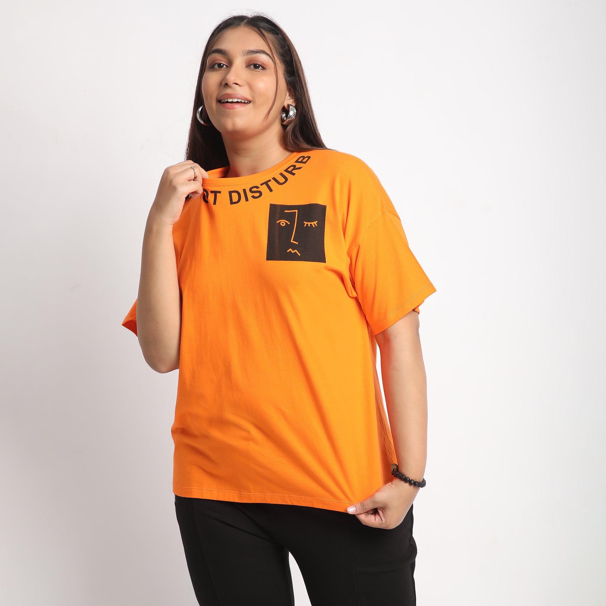 Orange DND Plus Size Cotton Tee