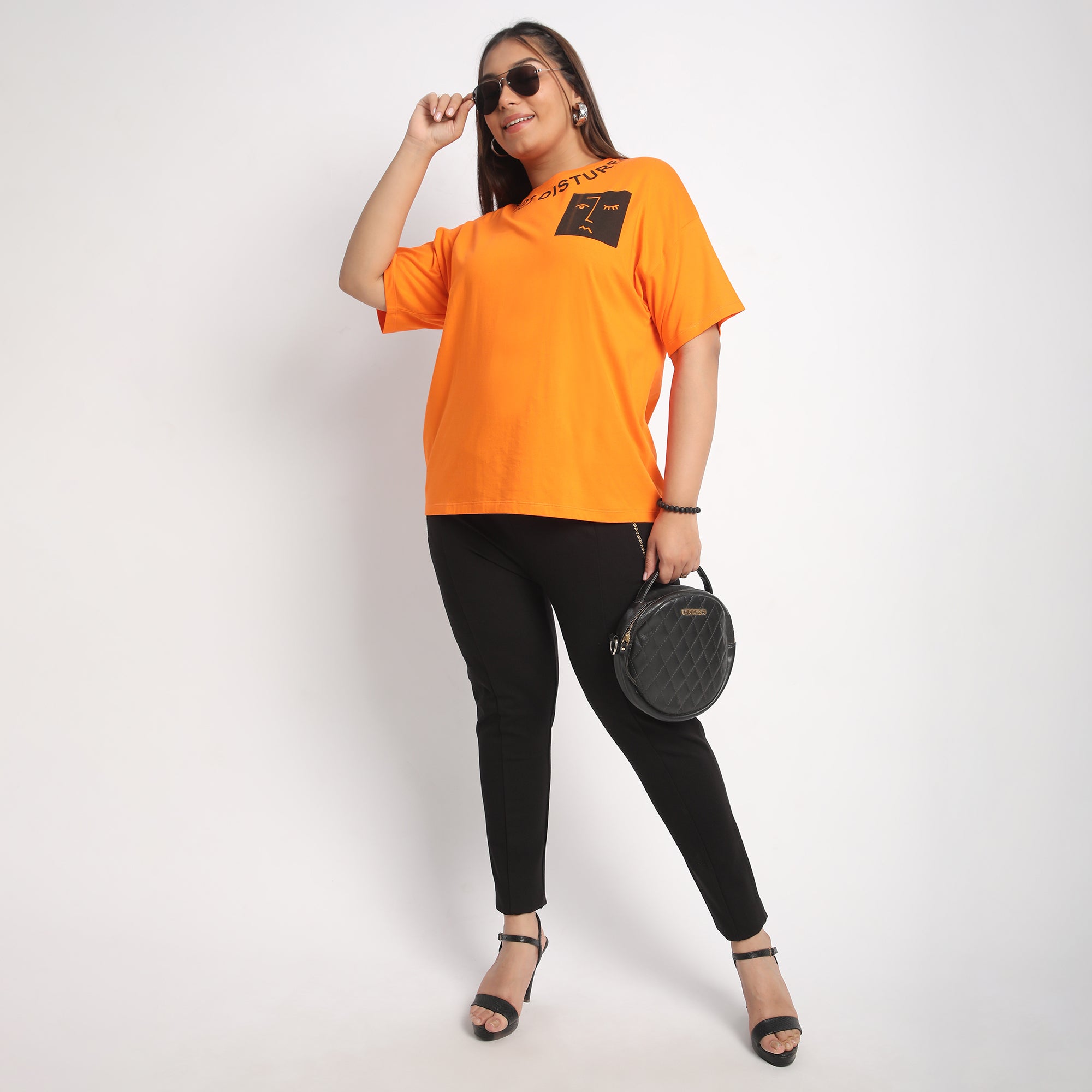 Orange DND Plus Size Cotton Tee