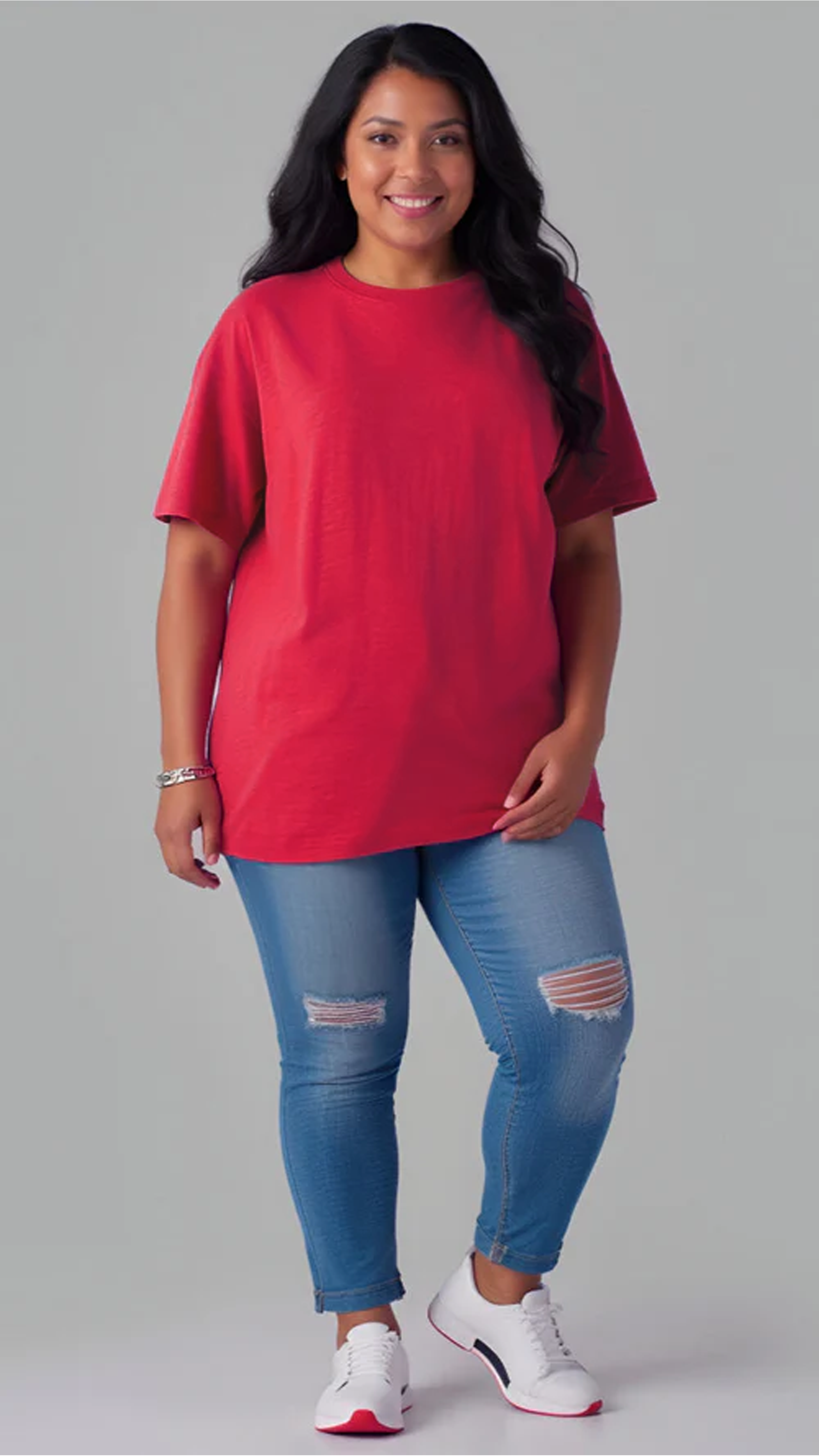 Plus Size Red Solid Tshirt