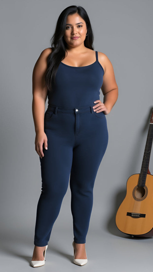 Navy Blue Plus-Size Knit Camisole