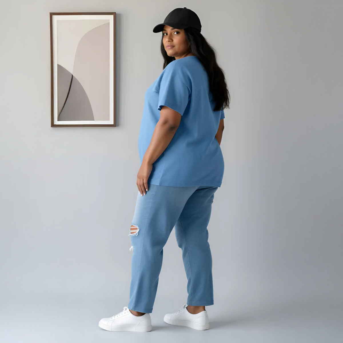 Plus-Size Fresh Blue Drop Shoulder Tee by CALAE | Sizes Available L to 5XL