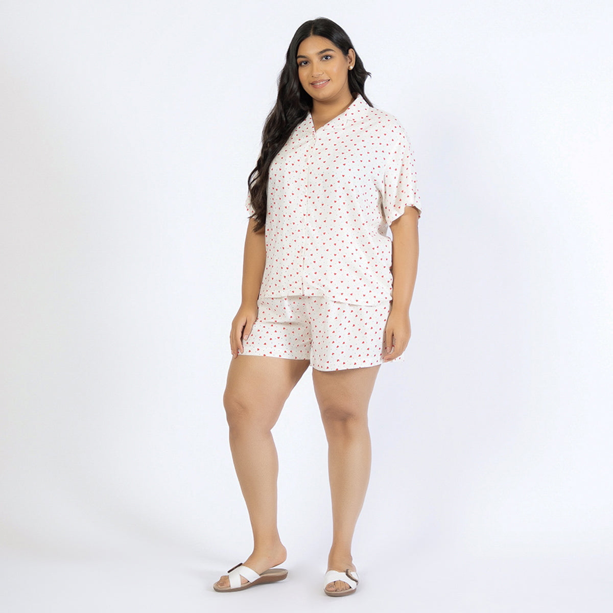 Plus size white short set clearance