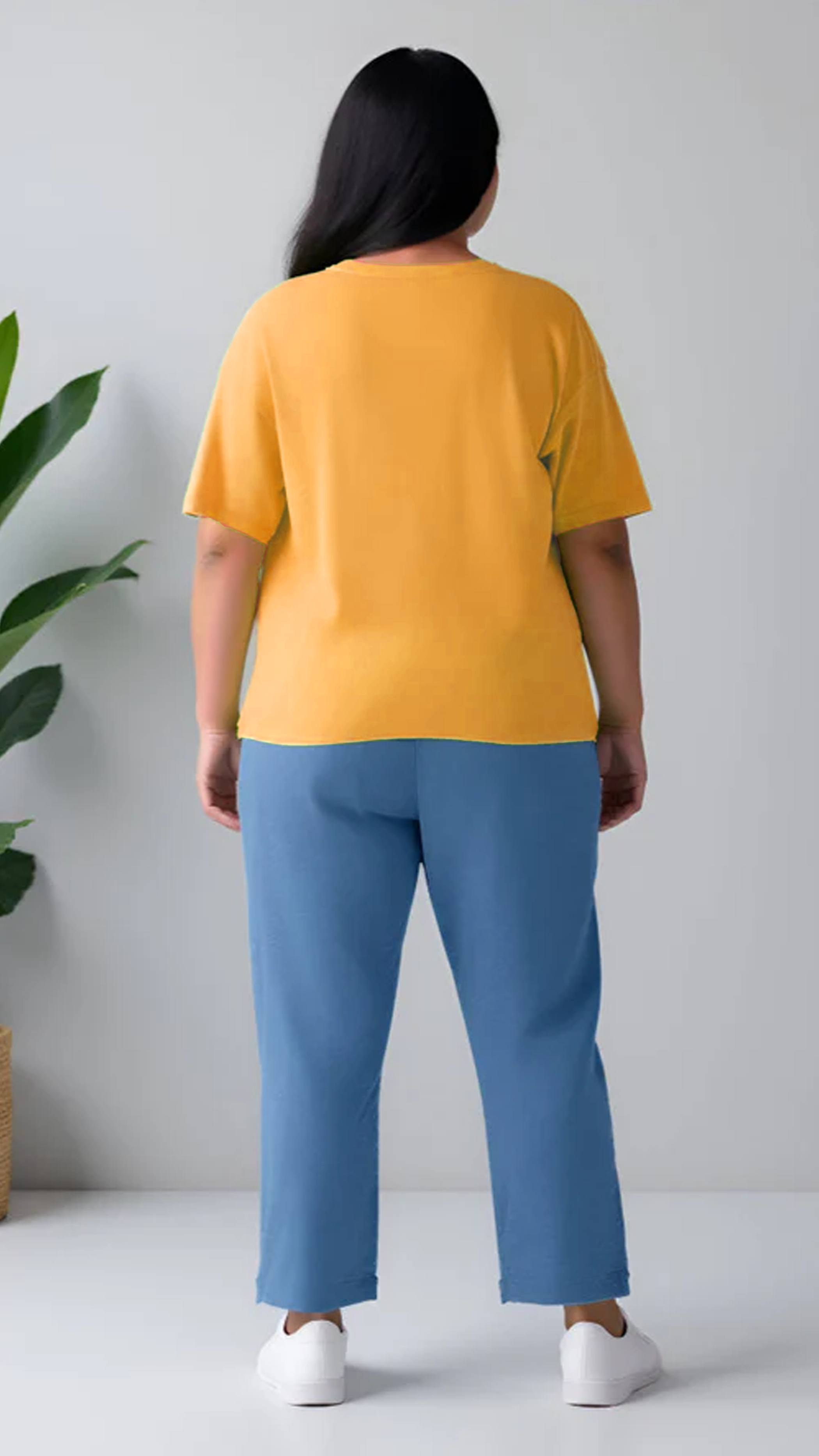 Plus Size Yellow Solid Tshirt
