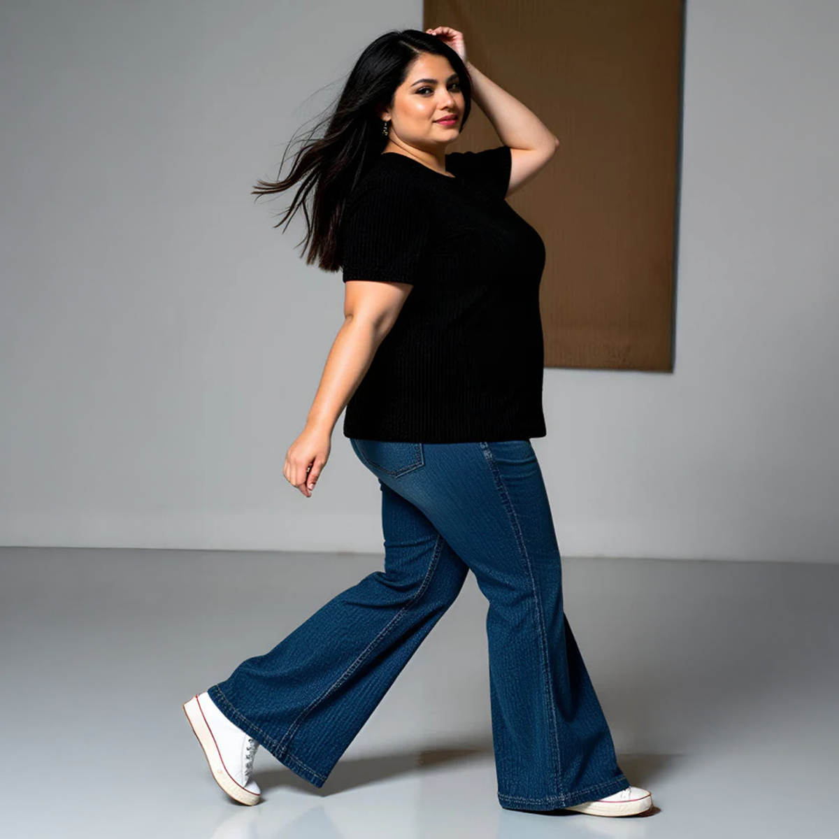 Plus-Size Black Ribbed Tee by CALAE | Sizes Available L to 5XL