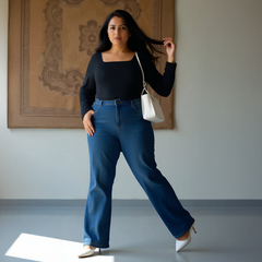 Plus-Size Black Square Neck Top by CALAE | Sizes Available L to 5XL