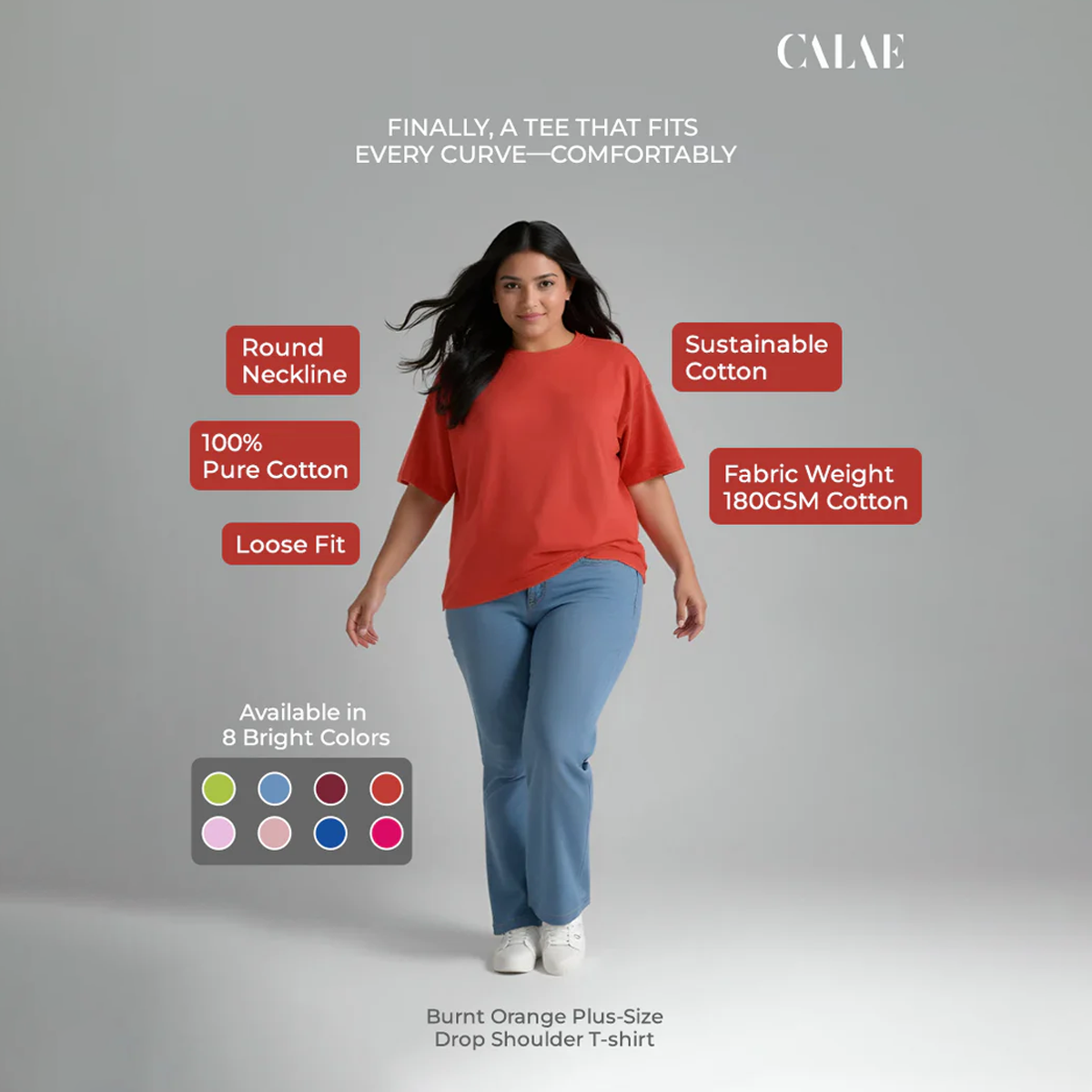 Burnt Orange Drop Shoulder T-shirt