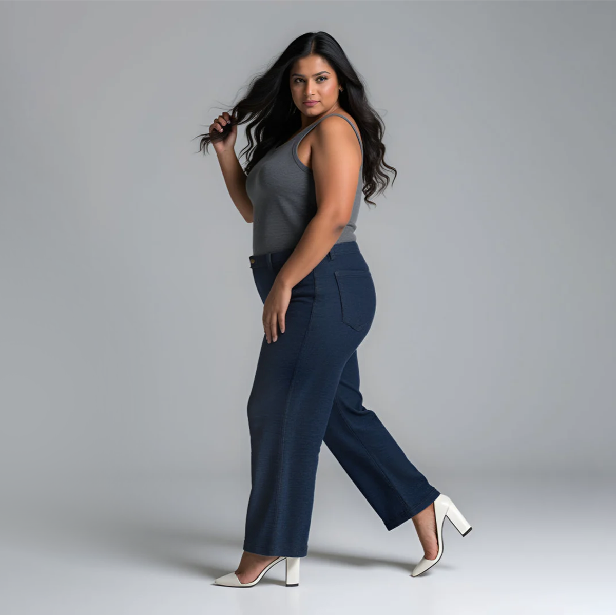 Dark Gray Melange Plus Size Cotton Vest Top