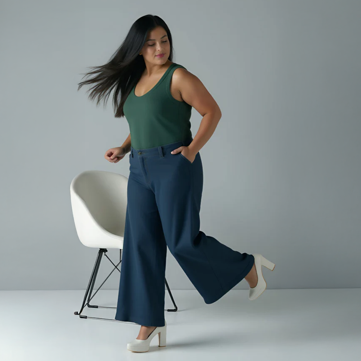 Forest Green Plus Size Relaxed Fit Vest Top