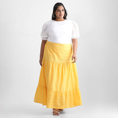 Cotton Schiffli Plus Size Tiered Skirt