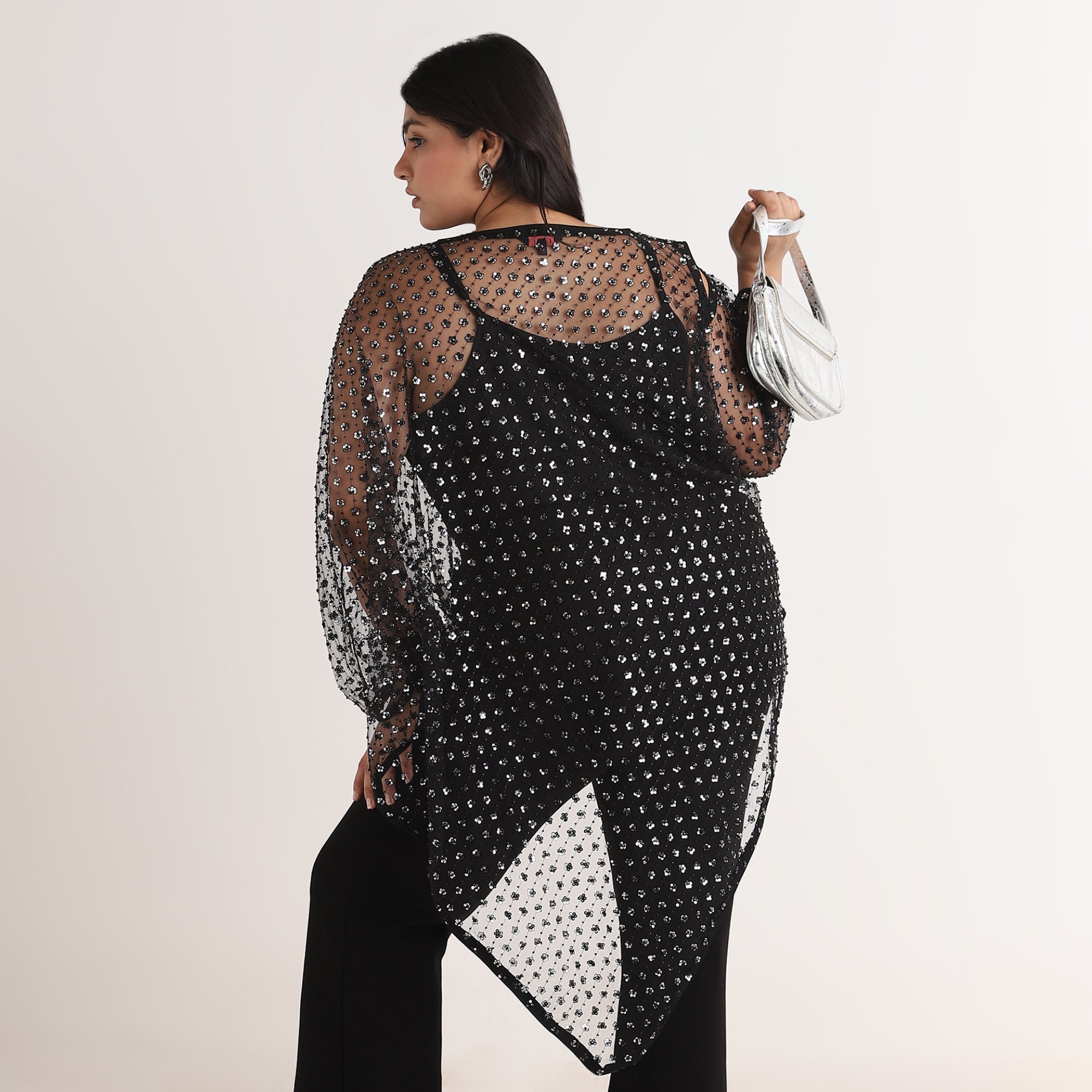 Black Sequin Kaftan Top