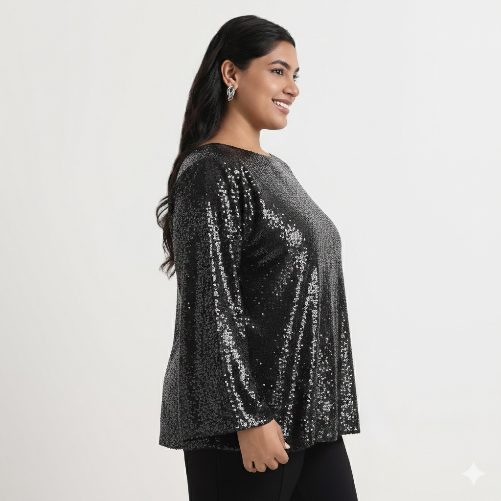 Black Sequins Full Sleeve Top