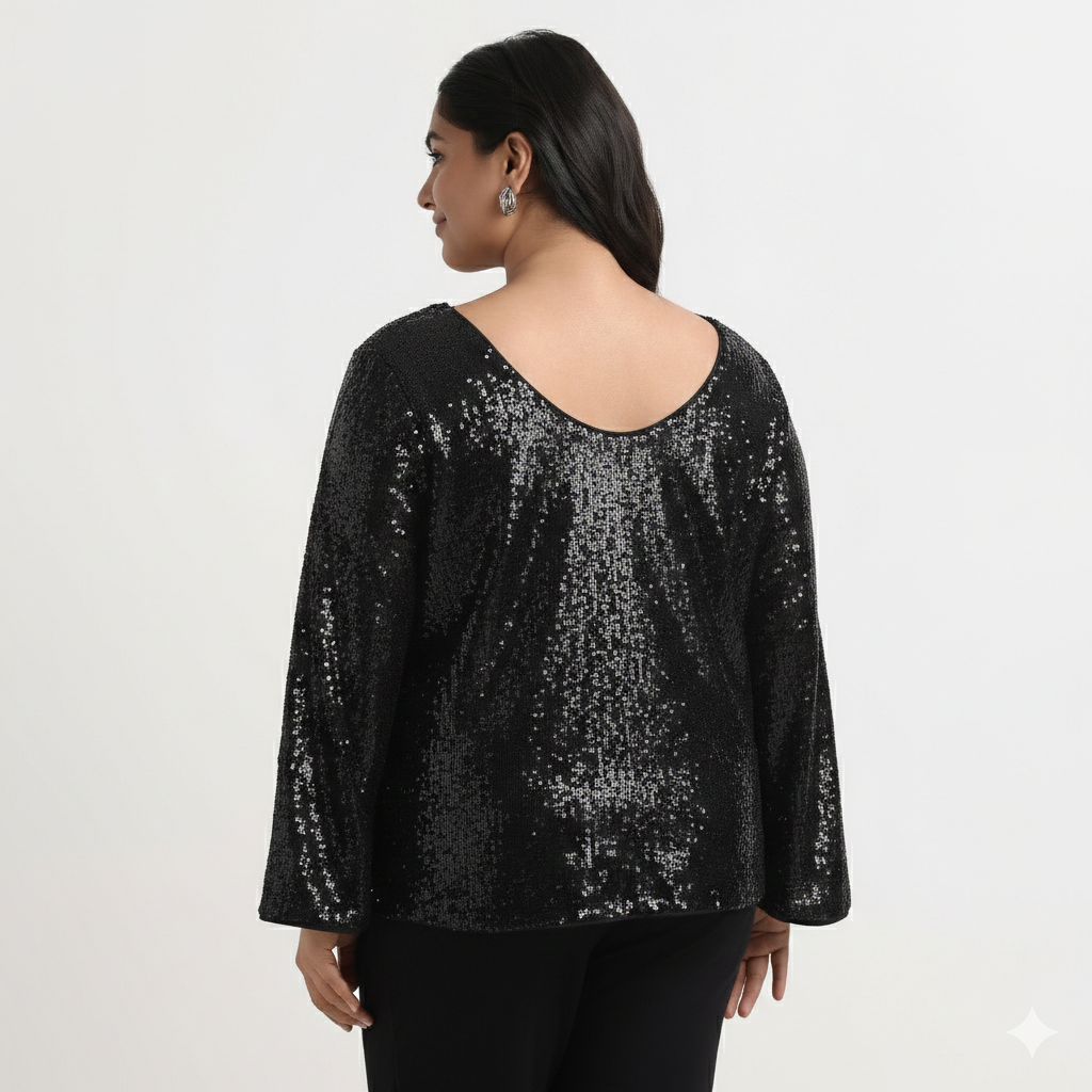 Black Sequins Full Sleeve Top