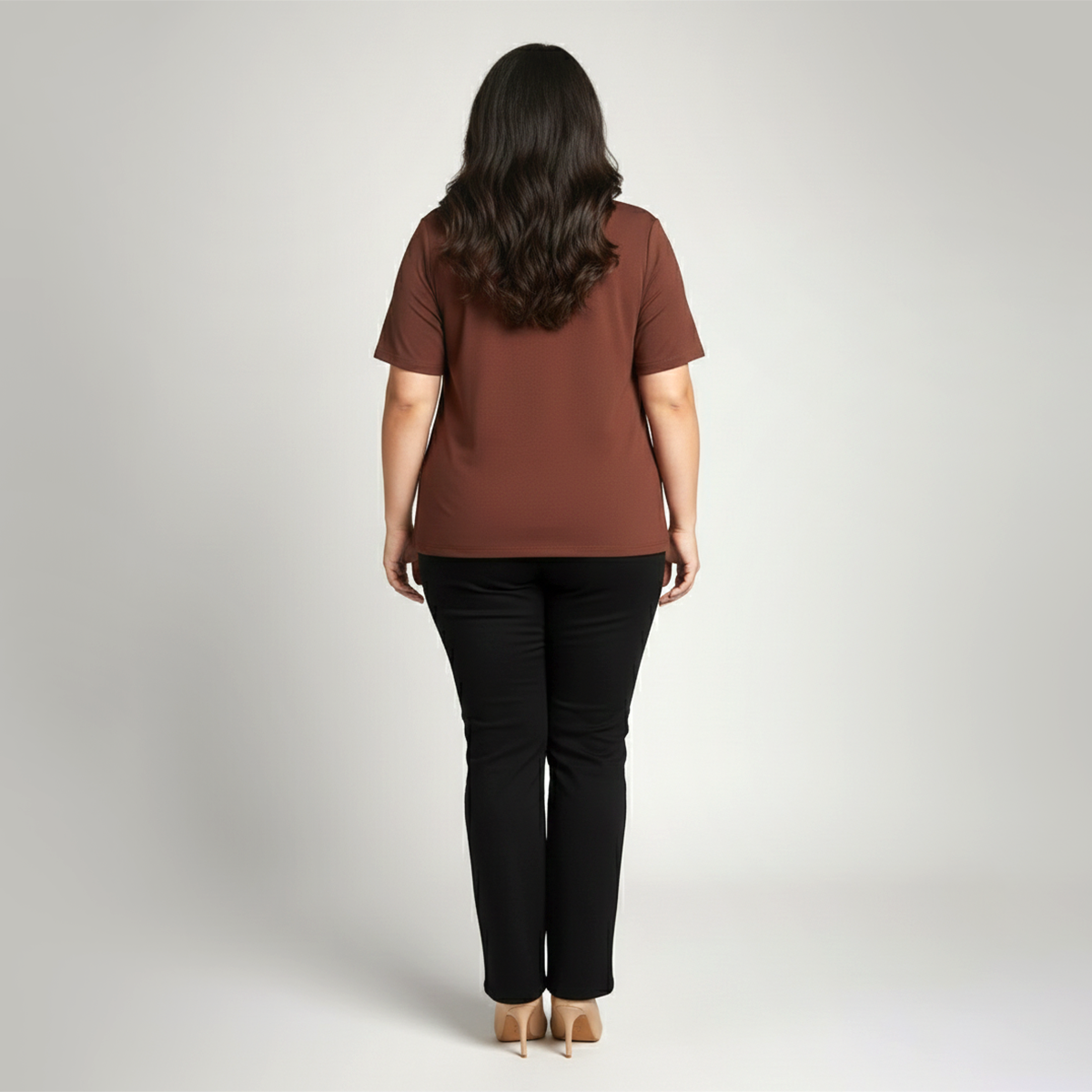 Brown Textured Knit Button-Front Everyday Top