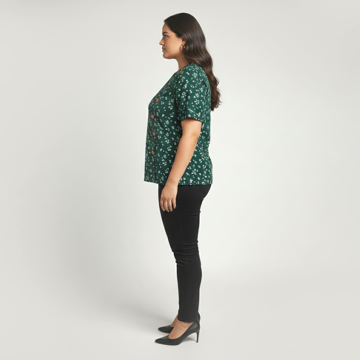 Floral Textured Knit Button-Front Everyday Top