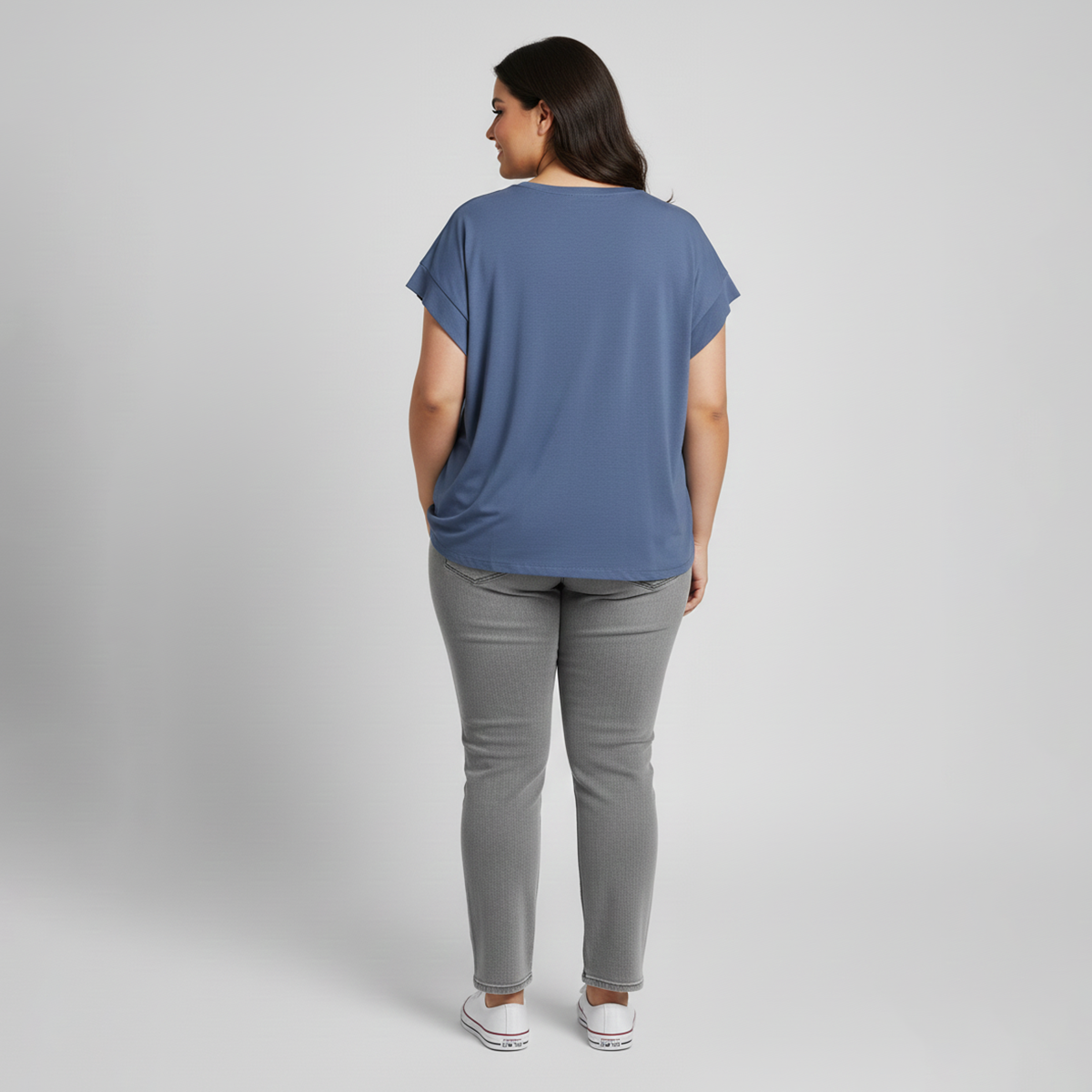 Dark blue Everyday Cap-Sleeve  Oversized T-Shirt