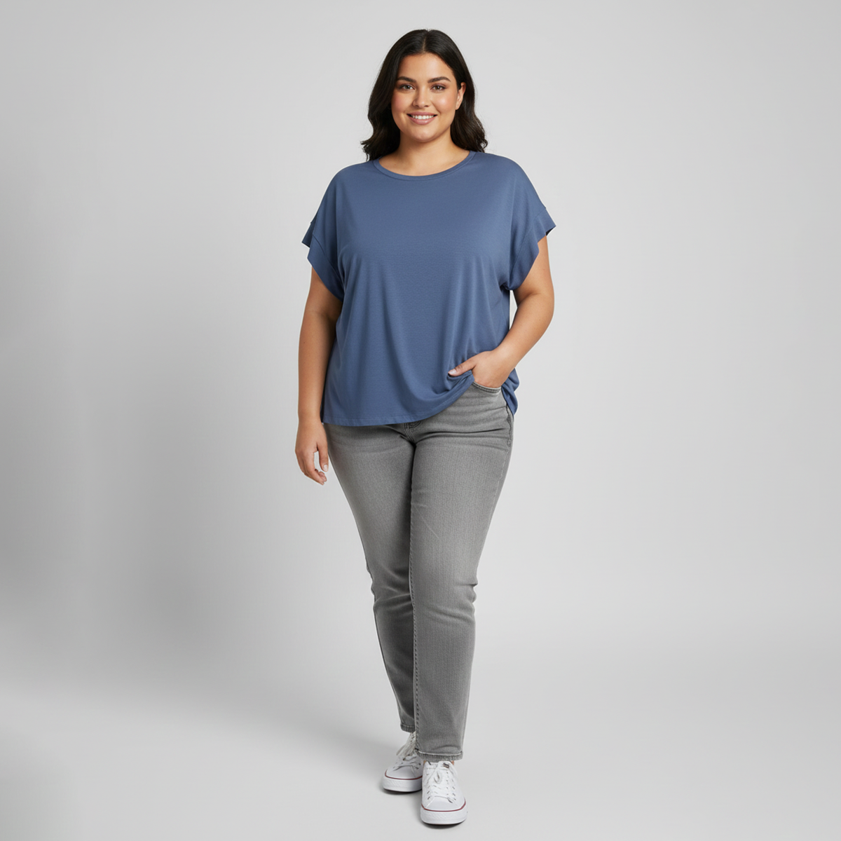 Dark blue Everyday Cap-Sleeve  Oversized T-Shirt