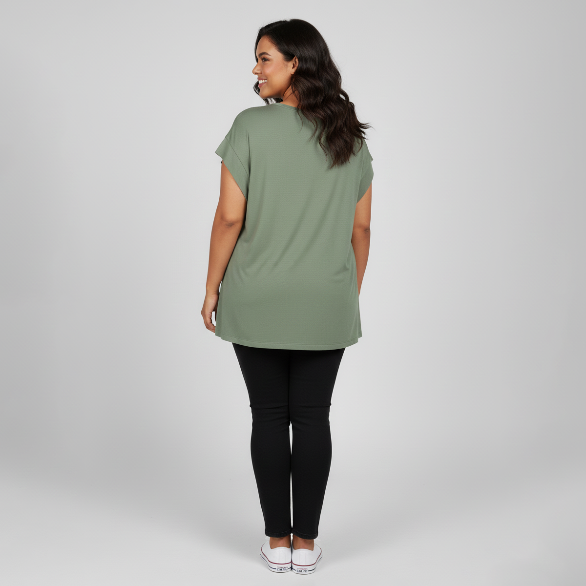 Sage Green Everyday Cap-Sleeve  Oversized T-Shirt