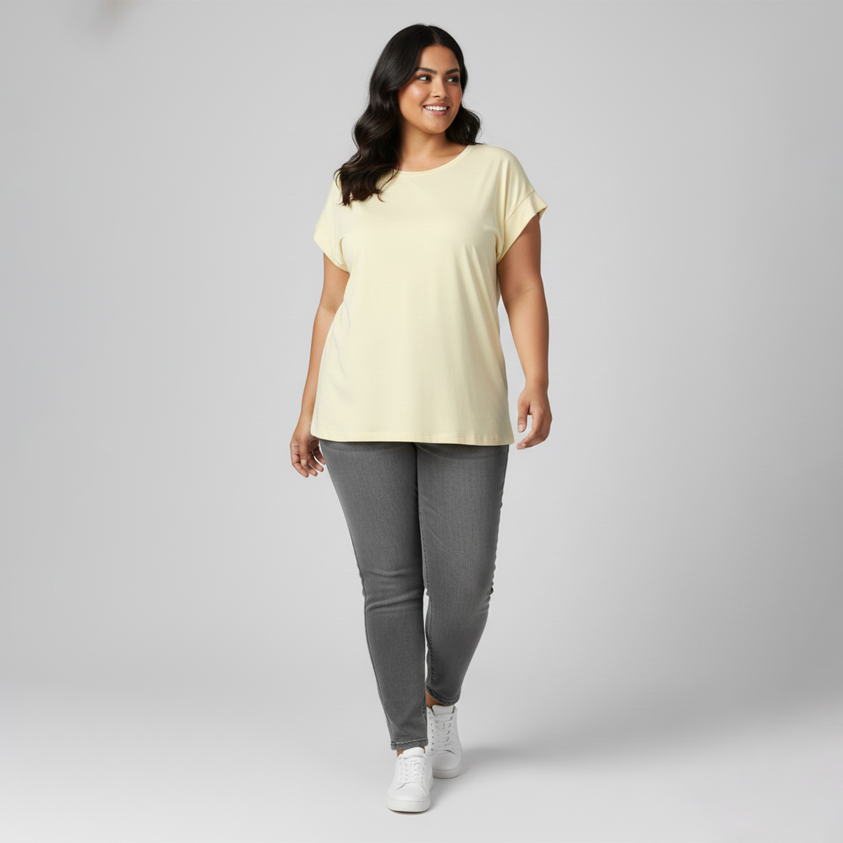 Light Yellow Everyday Cap-Sleeve  Oversized T-Shirt