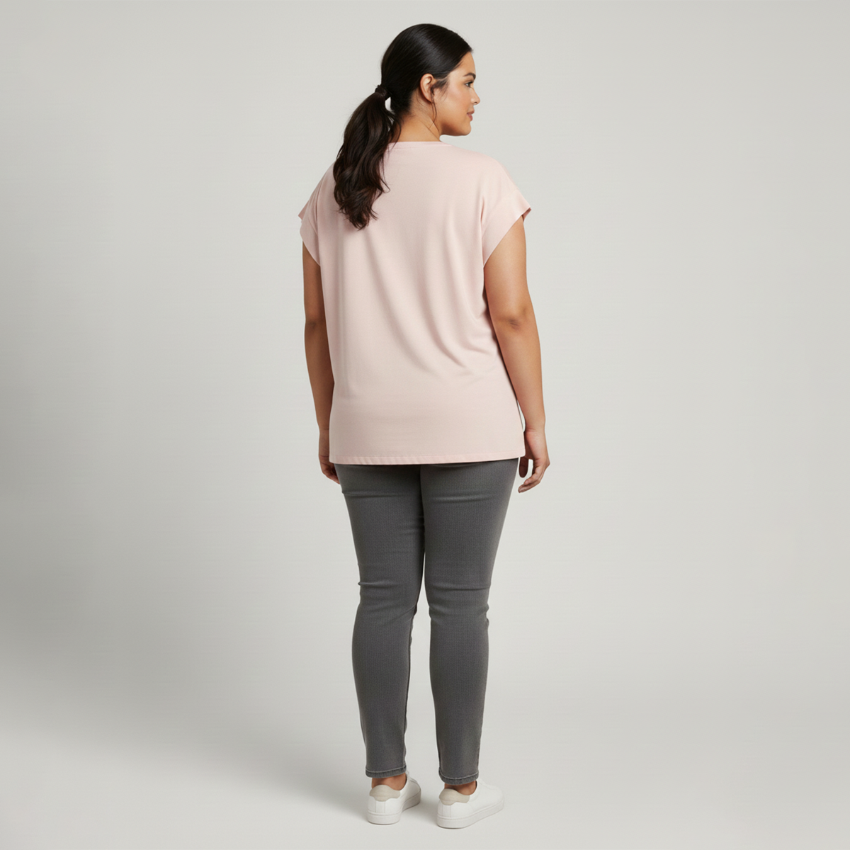 Light Pink Everyday Cap-Sleeve  Oversized T-Shirt