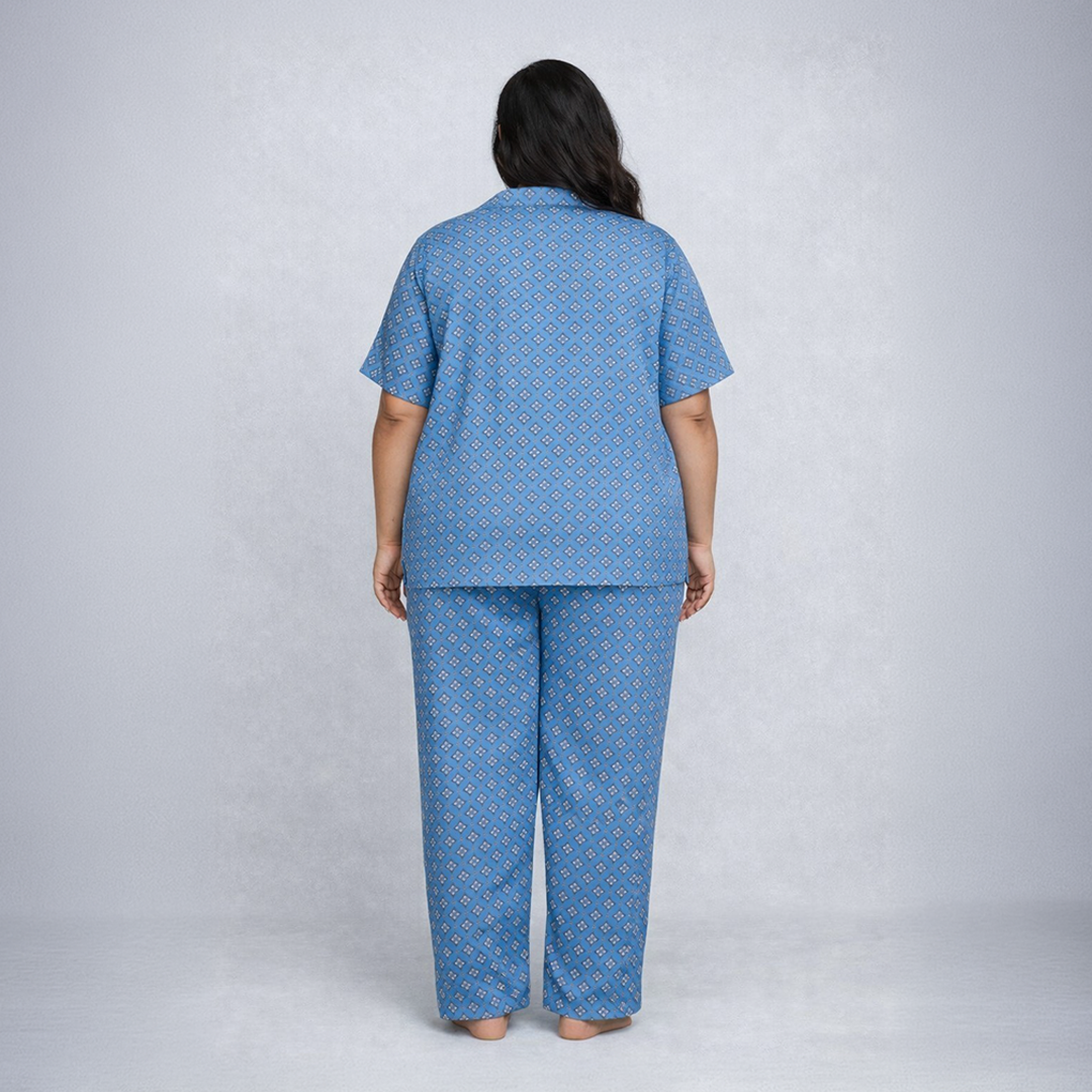 Geometric Print Short Sleeve PJ Set