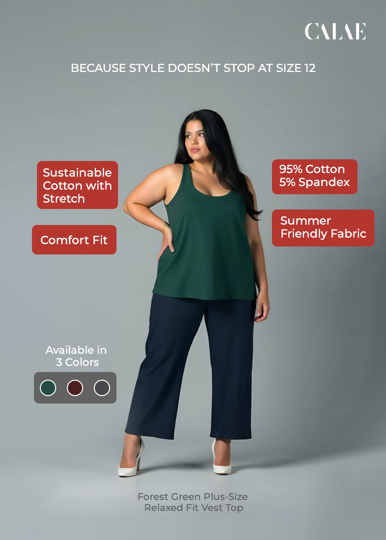 Forest Green Plus-Size Relaxed Fit Vest Top