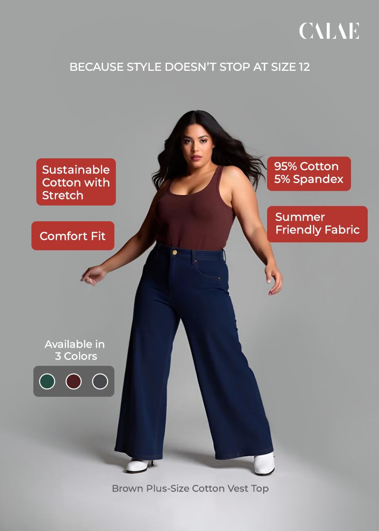 Brown Plus-Size Cotton Vest Top