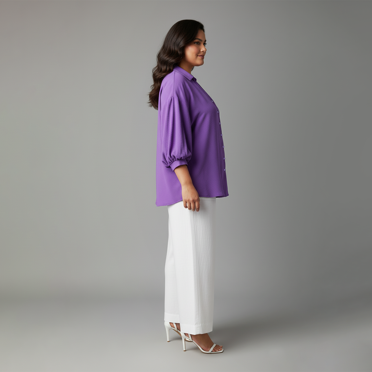 Plus Size Lavender Loose Fit Shirt by Calae | Sizes Available L to 7XL